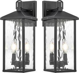 14" Outdoor Wall Lights Exterior Fixtures BLACK Rippled Porch Patio Waterproof Garage 