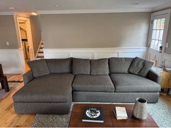 Crate & Barrel grey sectional sofa