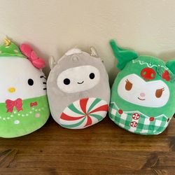 Squishmallow 8” - Sanrio And Friends (Kuromi, Hello Kitty, Nissa The Yeti) Xmas Edition 