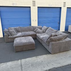 Sereen 6-piece Fabric Modular Sectional / Cloud Seating / Dark Gray
