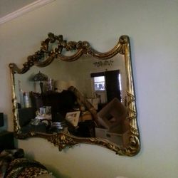 Antique Plaster Mirror With Wood Backing 