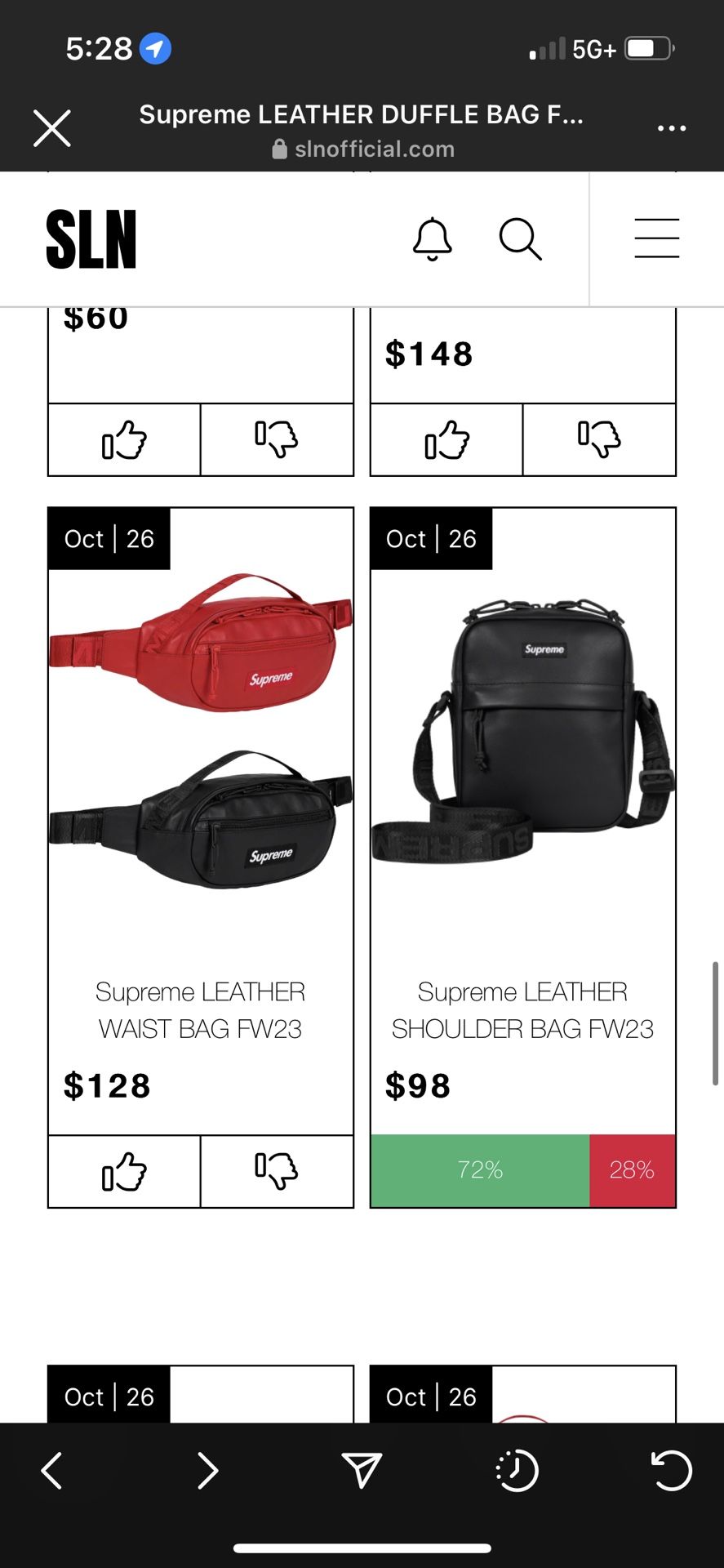 Supreme Leather Bags/ Shoulder Bag/ Fanny Pack