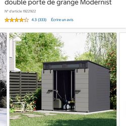 Suncast 2,4 m x 2,1 m (8 pi x 7 pi) avec double porte de grange Modernist
