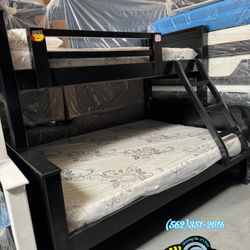 Twin XL Queen Bunk Bed With Mattresses