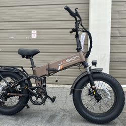 JASION Hunter Pro 1000 Watt Dual Suspension Electric Bike Beast Brown