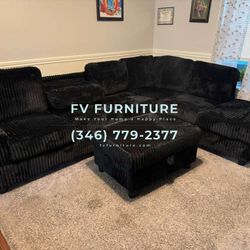 Brand New! Corduroy Sectional With Ottoman! Same Day Delivery 