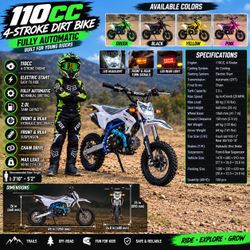 Brand New 110cc Gas Dirt Bike – Automatic Pit Bike / Mini Motorcycle