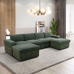 7Pc Modular sofa sets Green Gray and Beige Limited time offer financing available