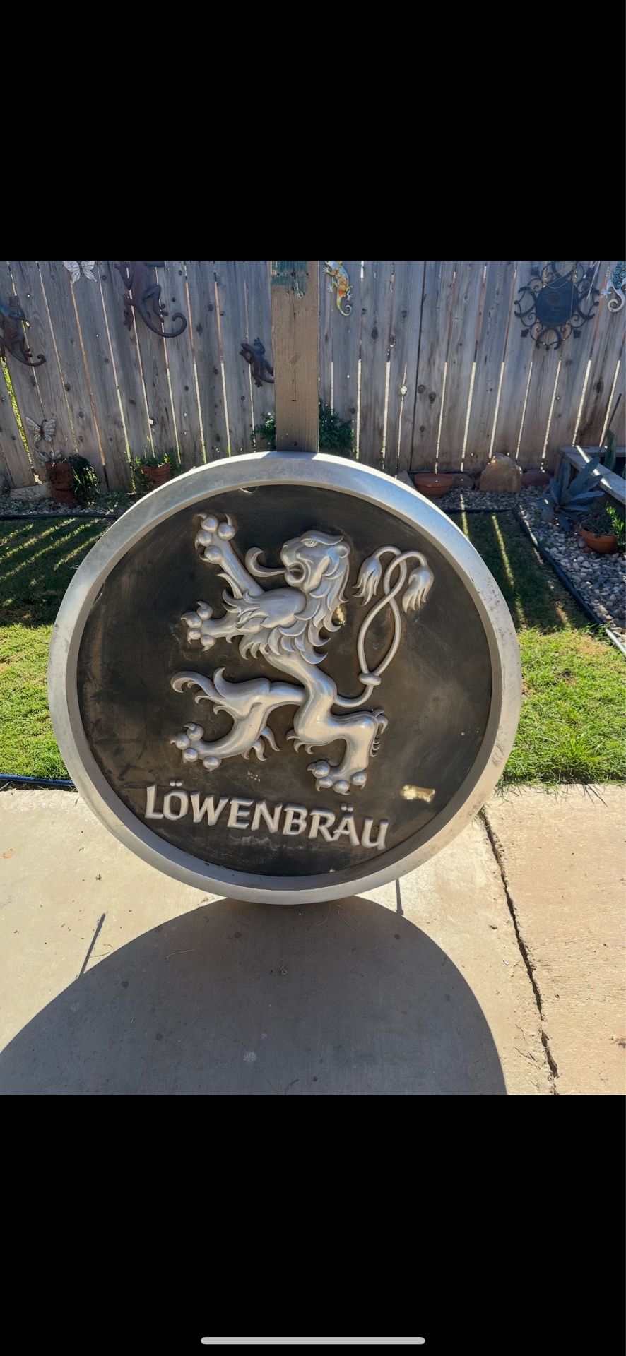 vintage extra large aluminum beer sign 40x40 inches