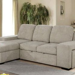 Brand New Light Gray L-shaped Design Hideaway Ottomans Chaise w/Storage Sectional Sofa Sleeper 