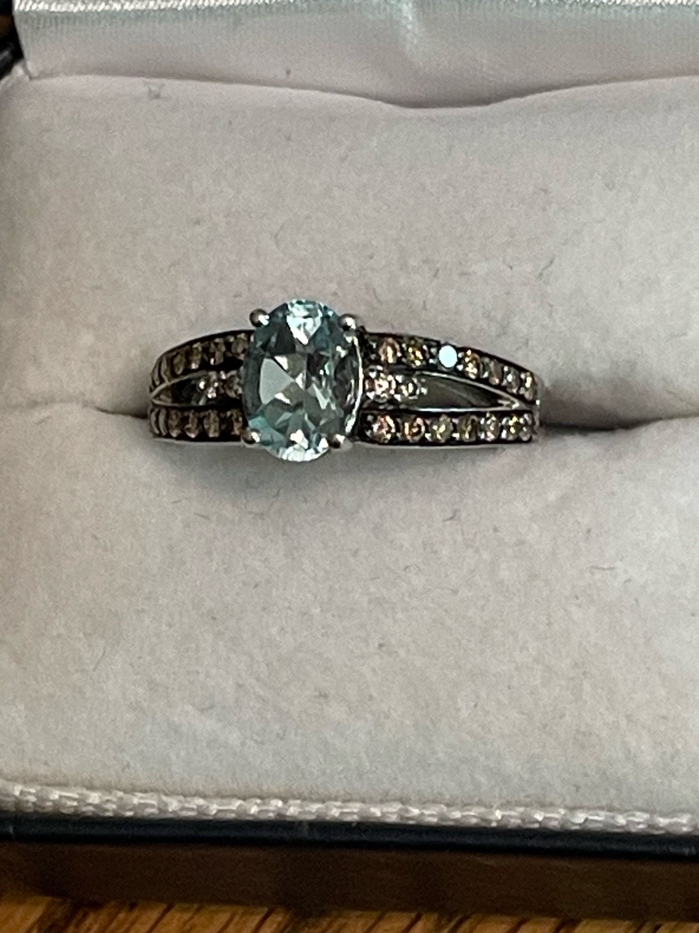 Levian aquamarine stone ring in white gold