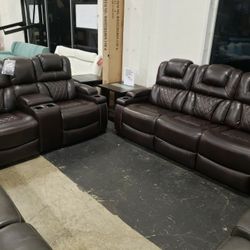 New Ashley Furniture Warnerton 2pc Power Reclining Set Sofa And Loveseat