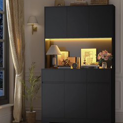 Cabinet with Charge Station & LED Light (black)