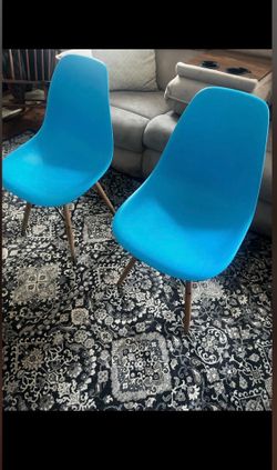 Ocean blue chairs (wood frame )