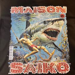MAISON SAIKO COMIC BOOK SHARK RHINESTONE TEE