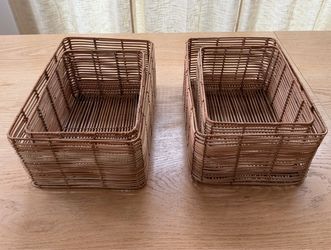 Set of 4 Woven Rattan Storage Baskets