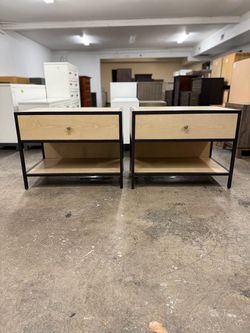 2 XL Modern Nightstands with USB & Outlets