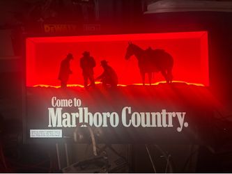 Come to Marlboro Country MARLBORO Cigarette Advertising Neon Sign Cowboy Horses Desert Picture Light