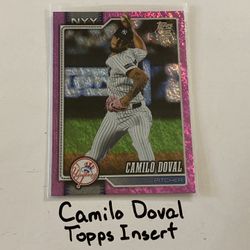 Camilo Doval New York Yankees Pitcher Topps Short Print Insert Card. 