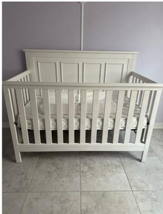 Oxford Convertible Crib Rustic White &Matress