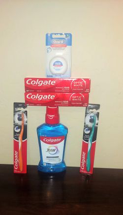 Oral Care Bundle (mouthwash,  2 Toothpaste,  2 toothbrushes,  dental Floss) - all 6 for $10