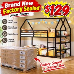 Bunk Bed with bookshelves twin over twin brand new in box