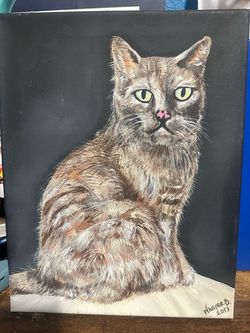 Original Cat Portrait Painting on Canvas 2017