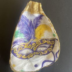 Mardi Gras Decor Decoupage Oyster Shell