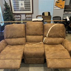 Double Recliner Leather Couch 
