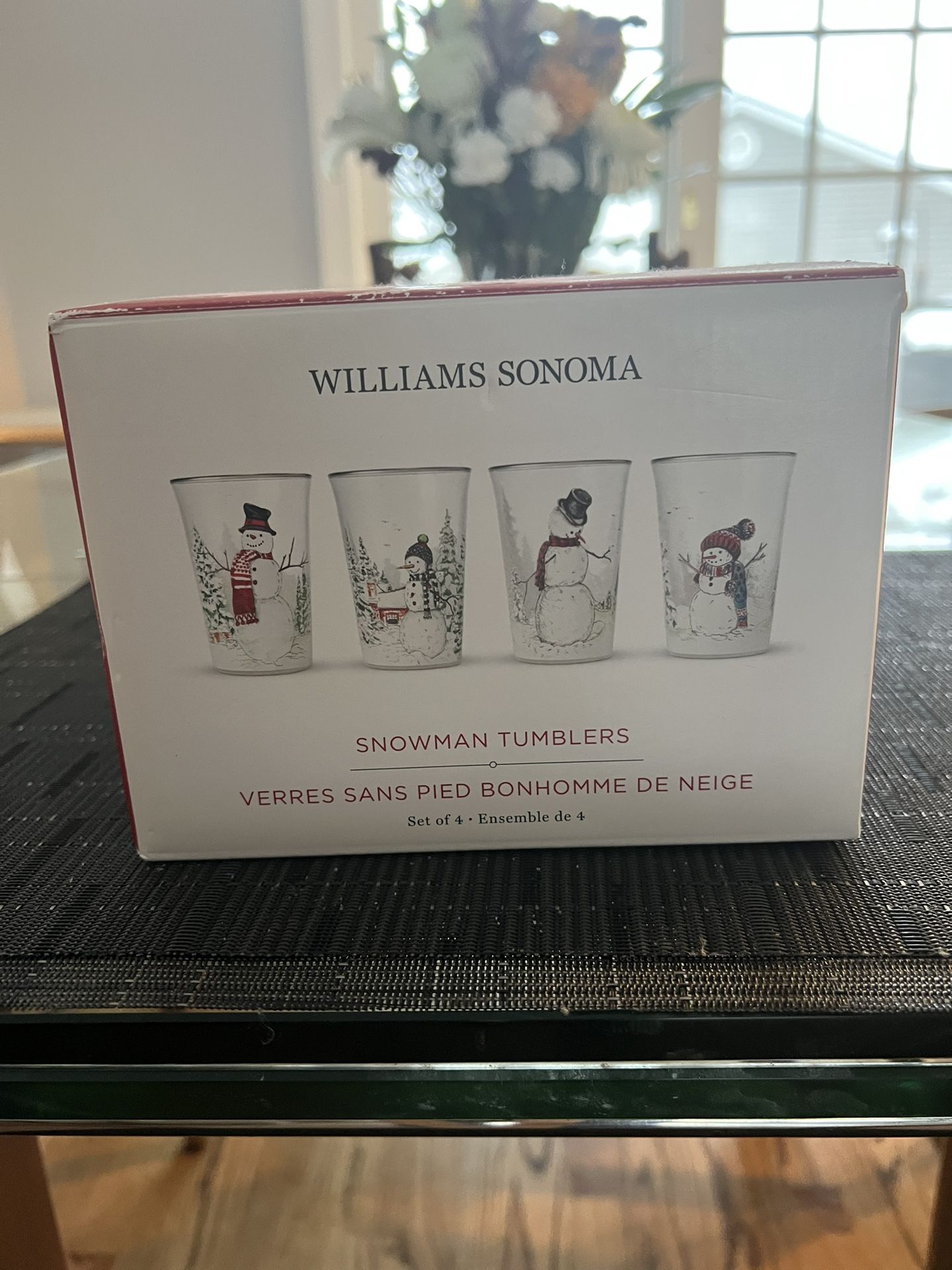 Williams Sonoma “Twas Snowman Tumblers Used In Box