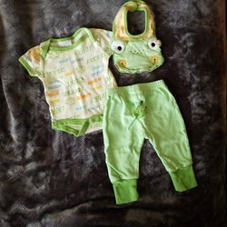 Boys Frog Prince Oufit, 0-3 Months