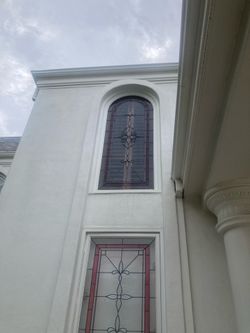 2 matching leaded glass windows, approximately 22”X72”
