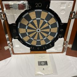 Michael Graves  Cherry Wood Design Dartboard Set Checkerboard Cabinet Design.