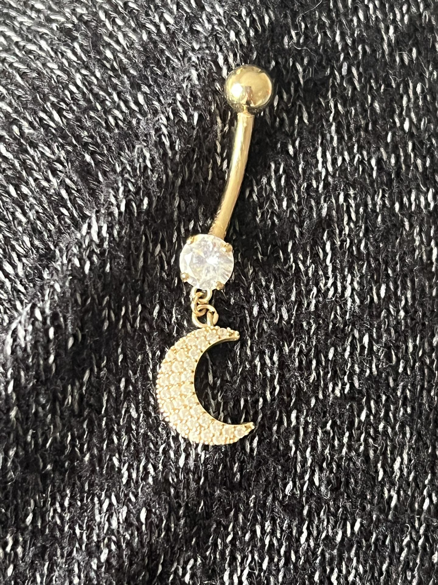 14k Gold Crescent Moon Belly Ring