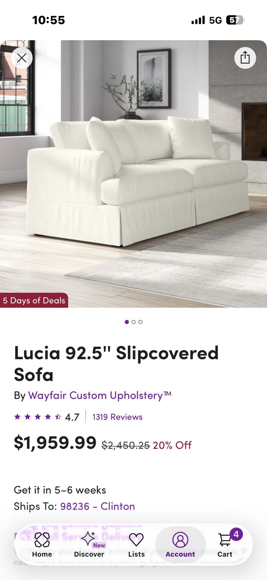Brand New Slip Cover Couch