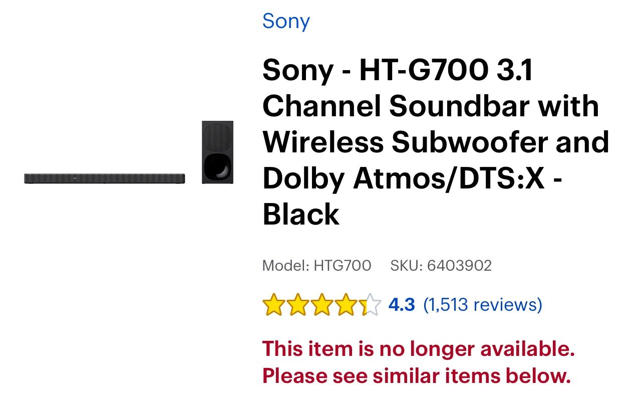 Sony - HT-G700 3.1 Channel Soundbar With Wireless Subwoofer