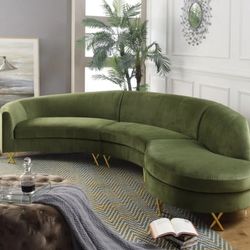 Serpentine Velvet Olive 3pc. Sectional

