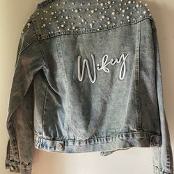 Denim Jacket with Wifey Embroidery 