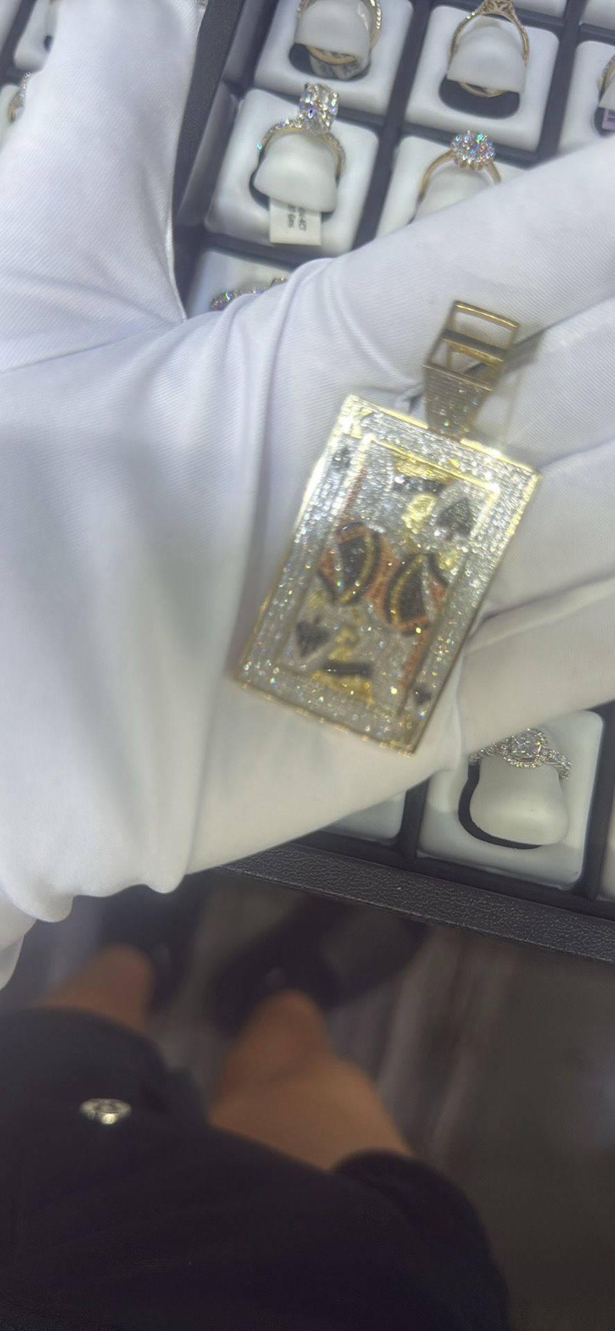 Gold king of spades pendant with diamonds 10 K gold