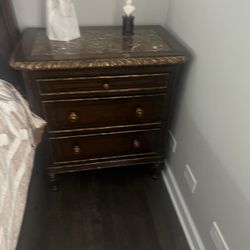 Pair of two Marge Carson night stands. With marble top