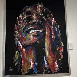 Title : Original Shai Yossef Large Statement Painting – Custom Silver Wood Frame – Modern Contemporary Art.