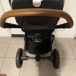 Nuna Compact Baby Stroller – Black with Brown Leather Handle