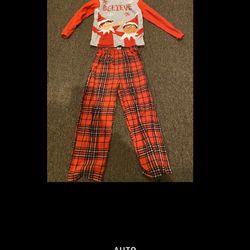 EUC Boys M Christmas Cheer Pajama Set Shirt Pants Fleece warm cozy Nice gift
