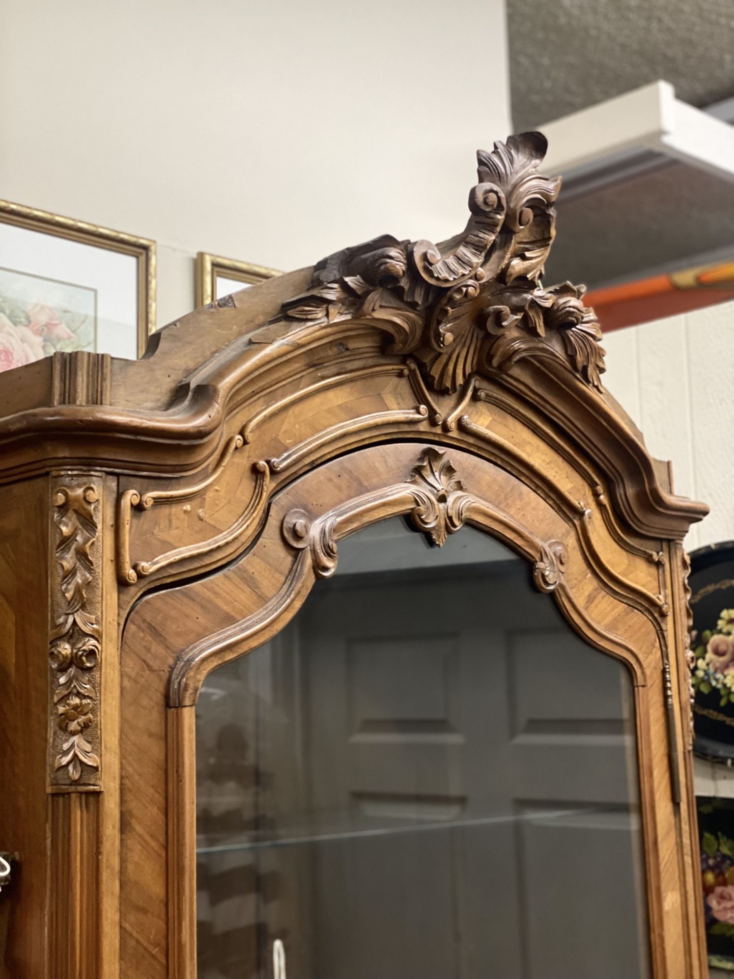 Huge Ornate Antique French Curio Cabinet 