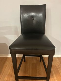 2 Black Leather Bar Stools