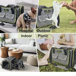 Transportador para gatos de lados suaves, aprobado por aerolíneas para gatos medianos, animales pequeños y cachorros de menos de 15 libras, transporta