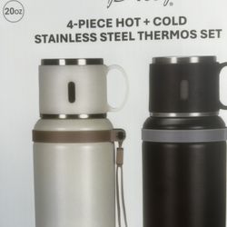 20 Oz BPA Free  Stainless Steel Insulated Bottle with Cup Lid Rope Handle Office Home Port