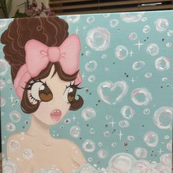 Bubbles And Bling Painting, 14 X 14 Inch