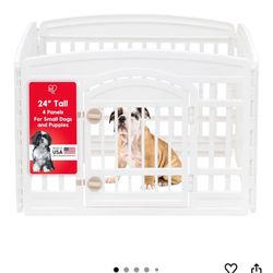 IRIS USA 24" Dog Playpen 4-Panel Pet Exercise Pen with Door Gate 35 x 35 x 24 Puppy Play Pen Indoor Outdoor Plastic Foldable Portable Pet Fence for Sm