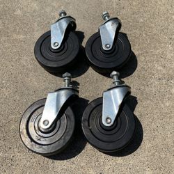 Casters Aluminum Grey Black Wheels 100 x 25 Set Lot of 4